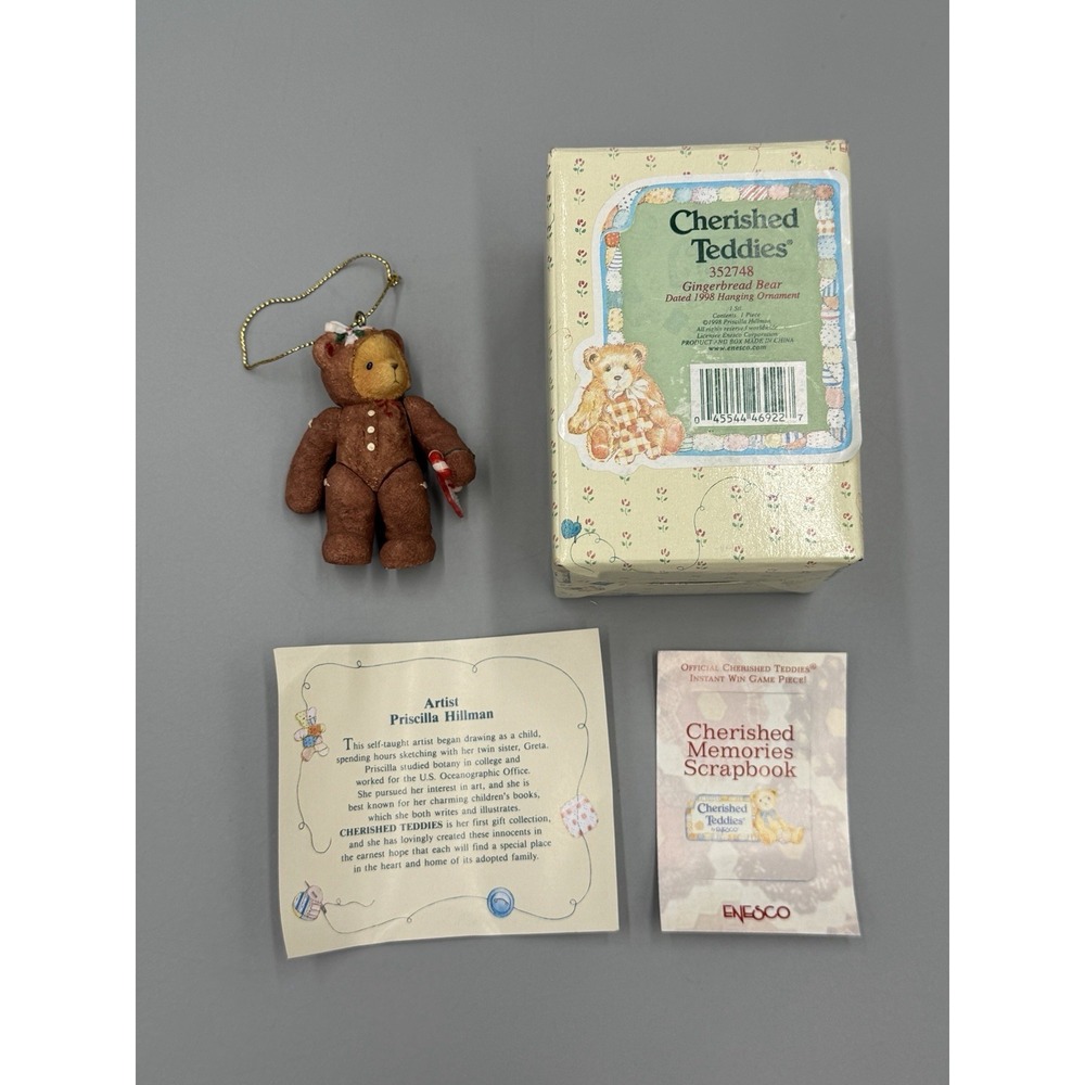 Vintage 1998 Cherished Teddies Gingerbread Bear Hanging Ornament 352748